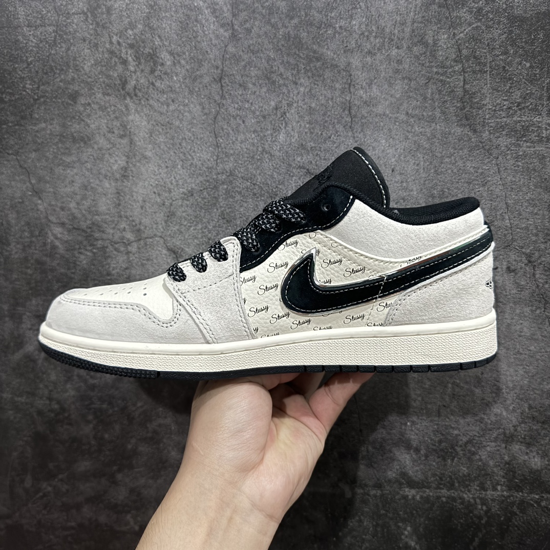 图片[2]-【定制版】Air Jordan 1 Low AJ1 乔1 斯图西联名-银边黑勾 高端定制 低帮复古篮球鞋 SJ9950-026rn#定制鞋盒 大厂纯原品质出货 超高清洁度 皮料切割干净无任何毛边 细节完美 r 尺码：36 36.5 37.5 38 38.5 39 40 40.5 41 42 42.5 43 44 44.5 45  编码：HXS320340-鞋库