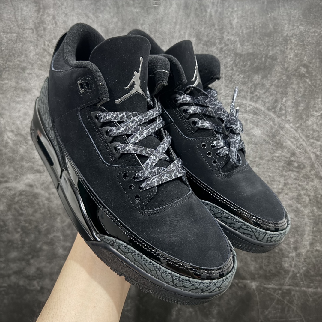 【OG纯原】Jordan Air Jordan 3 Retro Black Cat 舒适百搭 中帮 复古篮球鞋 男款 黑猫 货号CT8532-001n知名纯原大厂出品n原纸板楦头开发 进口头层皮料完美鞋型匹配公司货 正确鞋舌立体高频最新原厂底模 大底卡色咬花完美 鞋柜必备鞋款 终端现货供应  尺码40-47.5 编码：O470490n 货号 ：CT8532-001 编码：40-鞋库