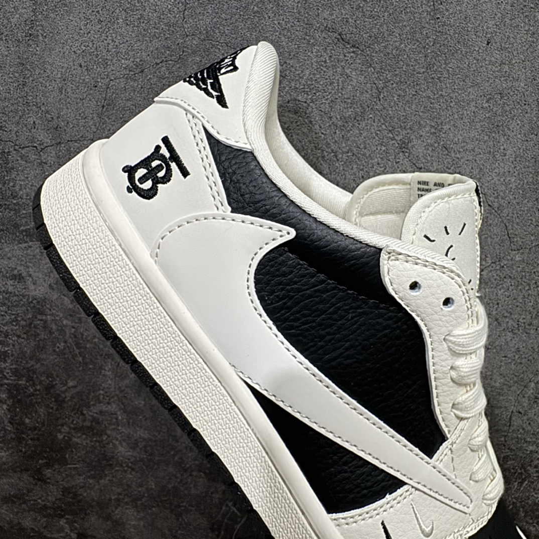 图片[7]-【定制版】Travis Scott x Fragment Design x Air Jordan 1 Low OG SP AJ1 乔1 巴宝莉联名-米白乌黑 低帮文化休闲板鞋 BB6588-316rn#多方联名合作融合了Travis Scott 独特的音乐风格，藤原浩个性的设计风格以及Jordan品牌的经典元素 使其成为一双具有独特身份和价值的鞋子 清新而立体的外观加上联名标识更突出了其独特身份 这种配色方案显示出活力和时尚感 在视觉上引人注目  鞋身的质感和细腻的细节处理使其显得高端而格调十足  这款“倒钩”联名是设计与创意完美结合  融合多方的个性风格是一款备受瞩目的潮流鞋款r 尺码：36 36.5 37.5 38 38.5 39 40 40.5 41 42 42.5 43 44 44.5 45 编码：HXS320340-鞋库