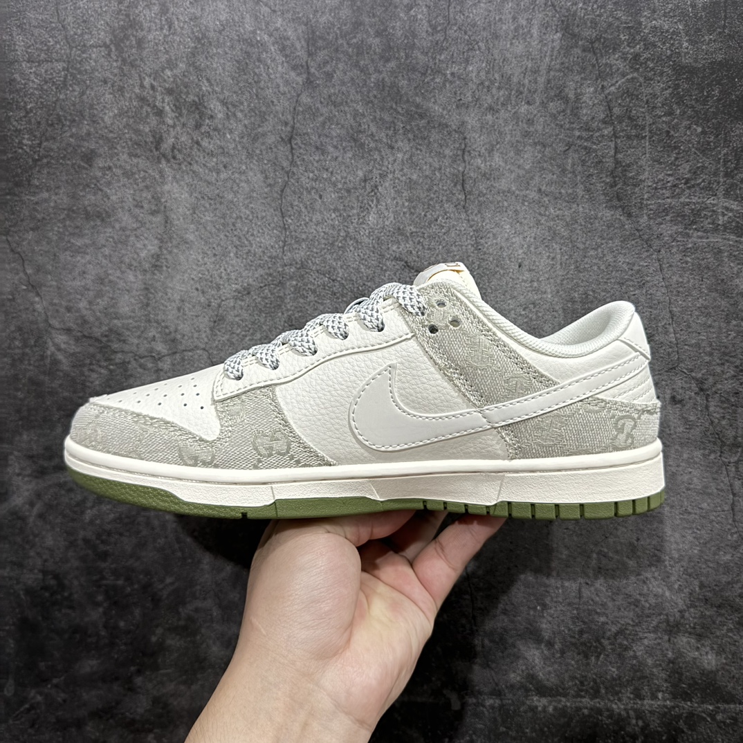 图片[2]-【定制版】Nk SB Dunk Low 古驰联名-烟灰绿底 周年高端定制 低帮休闲板鞋 XX2025-389rn#定制鞋盒 大厂纯原品质出货 超高清洁度 皮料切割干净无任何毛边 细节完美 r 尺码：36 36.5 37.5 38 38.5 39 40 40.5 41 42 42.5 43 44 44.5 45 编码：HXS320340-鞋库