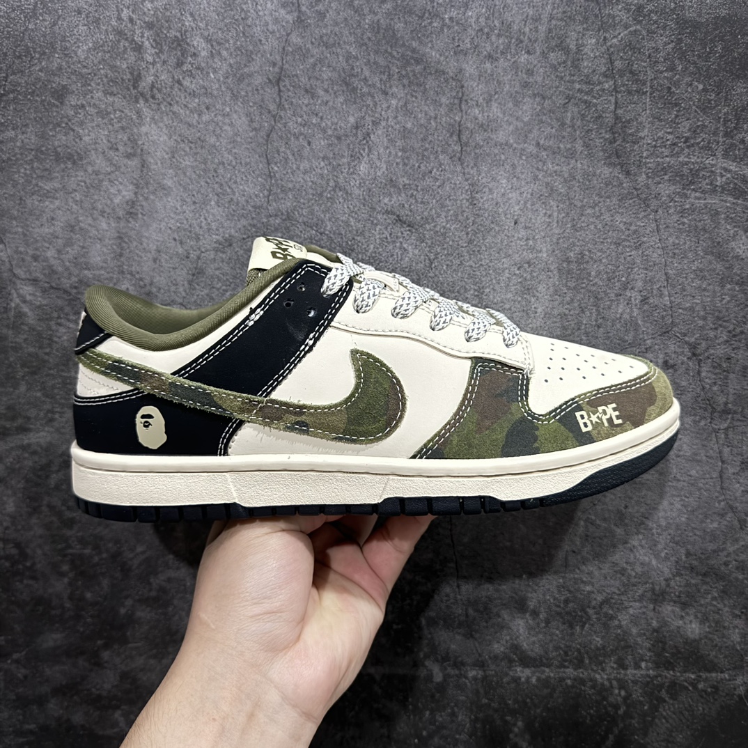 【定制版】Nk SB Dunk Low Bape联名-拼接迷彩 周年高端定制 低帮休闲板鞋 CH6336-229rn#定制鞋盒 大厂纯原品质出货 超高清洁度 皮料切割干净无任何毛边 细节完美 r 尺码：36 36.5 37.5 38 38.5 39 40 40.5 41 42 42.5 43 44 44.5 45  编码：HXS320340-鞋库