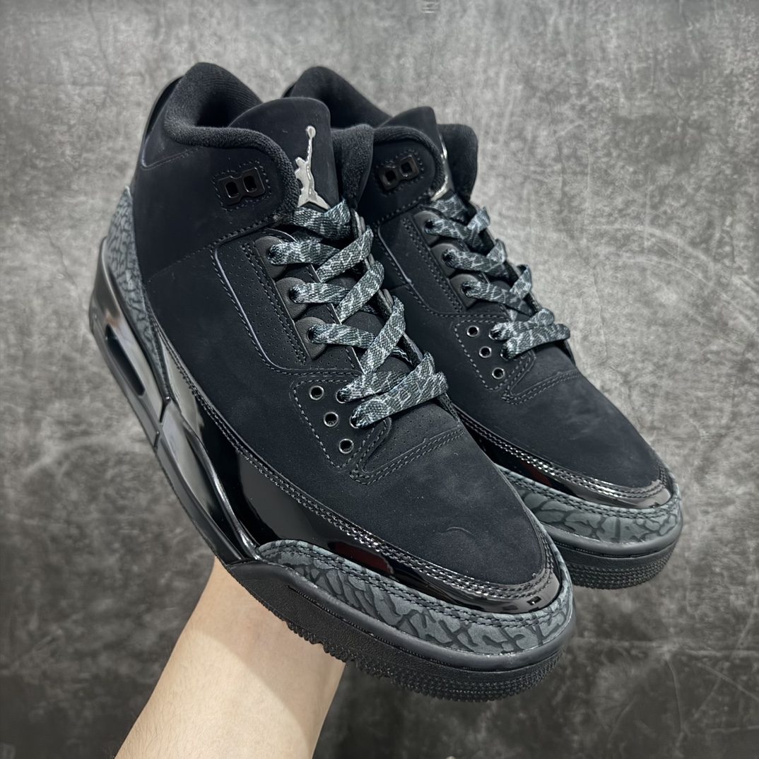 【GX纯原/美版绿x】Jordan Air Jordan 3 Retro Black Cat 舒适百搭 中帮 复古篮球鞋 男款 黑猫 货号CT8532-001n知名纯原大厂出品n原纸板楦头开发 进口头层皮料完美鞋型匹配公司货 正确鞋舌立体高频最新原厂底模 大底卡色咬花完美 鞋柜必备鞋款 终端现货供应  尺码40-48.5 编码：SL490520-鞋库