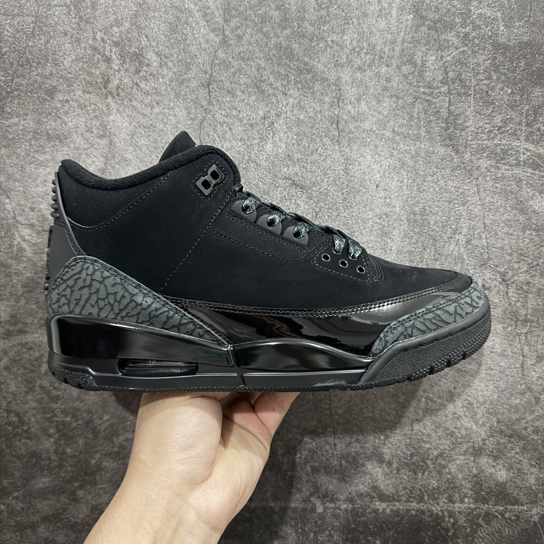 【GX纯原/美版绿x】Jordan Air Jordan 3 Retro Black Cat 舒适百搭 中帮 复古篮球鞋 男款 黑猫 货号CT8532-001n知名纯原大厂出品n原纸板楦头开发 进口头层皮料完美鞋型匹配公司货 正确鞋舌立体高频最新原厂底模 大底卡色咬花完美 鞋柜必备鞋款 终端现货供应  尺码40-48.5 编码：SL490520-鞋库