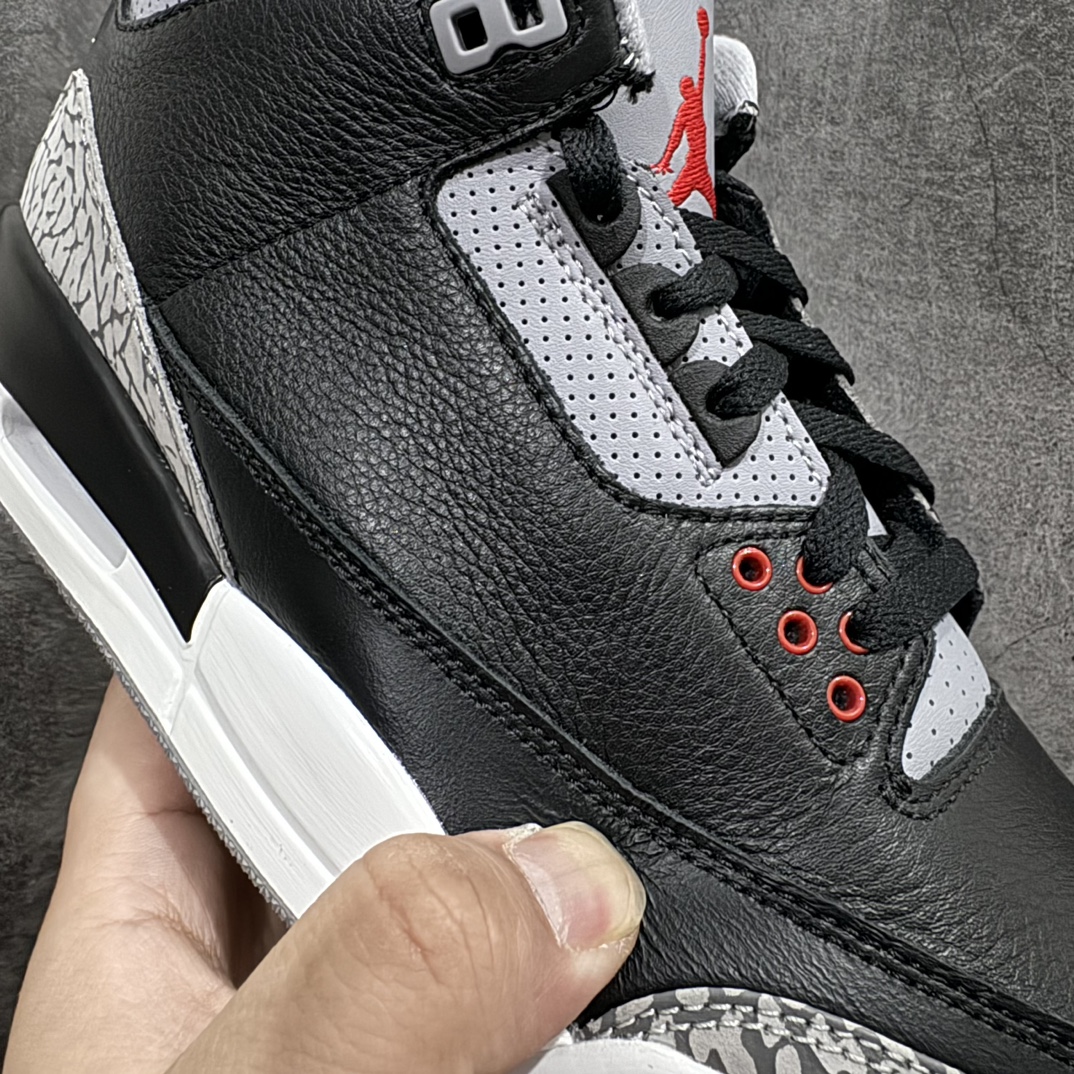 图片[5]-【原厂版】Air Jordan 3 OG “Black Cement” 2024版aj3黑水泥出货  货号：DN3707-010nn原厂皮料 原装细纹磨砂爆裂纹n原楦原纸板开发 确保原汁原味原厂皮料质感色泽绝无偏差完美中底拉帮 原厂中底钢印 原档案大底 如假白送 大底纹路气垫通透度PU的回弹性均百分百还原原厂电绣鞋舌飞人刺绣针数立体讲究精细欢迎对比正品原鞋  尺码：40-47.5 编码：X10380420-鞋库