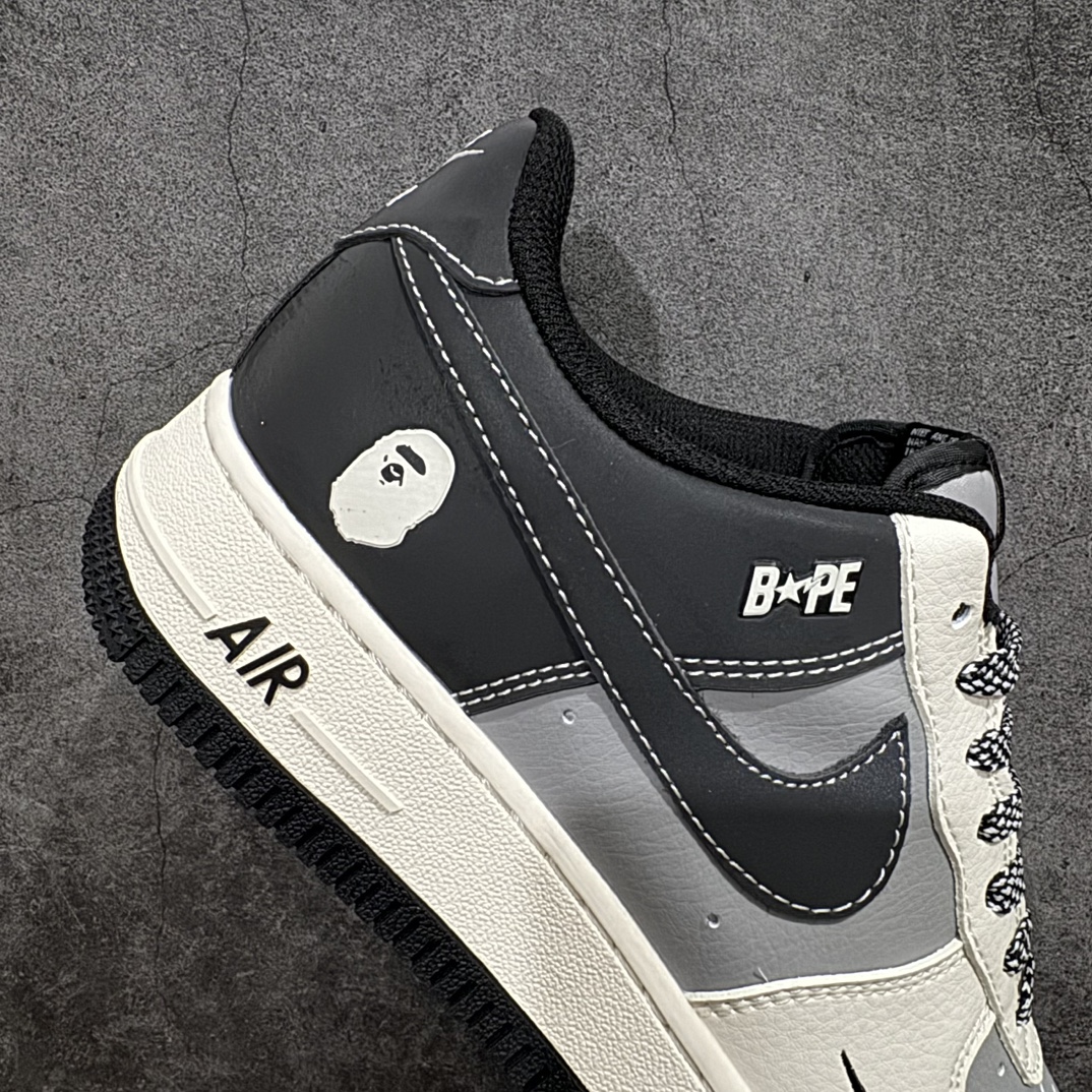 图片[7]-【公司级】Nk Air Force 1\’07 Low Bape联名-米灰黑 空军一号低帮休闲板鞋 BB6566-209rn#原楦头原纸板 原装鞋盒 定制五金配件 内置全掌气垫 原厂鞋底 r 尺码：36 36.5 37.5 38 38.5 39 40 40.5 41 42 42.5 43 44 44.5 45  编码：LF310320-鞋库