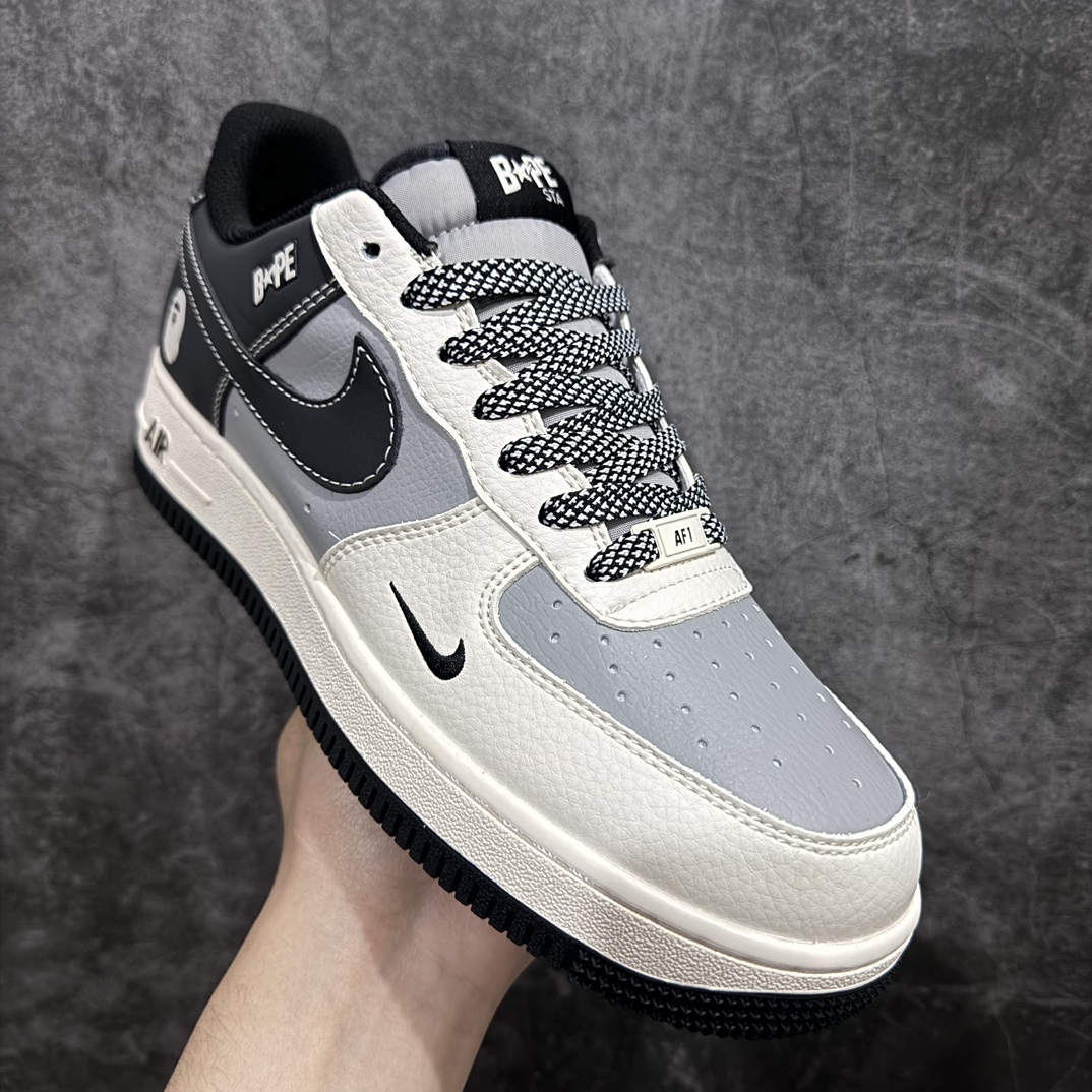 图片[3]-【公司级】Nk Air Force 1\’07 Low Bape联名-米灰黑 空军一号低帮休闲板鞋 BB6566-209rn#原楦头原纸板 原装鞋盒 定制五金配件 内置全掌气垫 原厂鞋底 r 尺码：36 36.5 37.5 38 38.5 39 40 40.5 41 42 42.5 43 44 44.5 45  编码：LF310320-鞋库