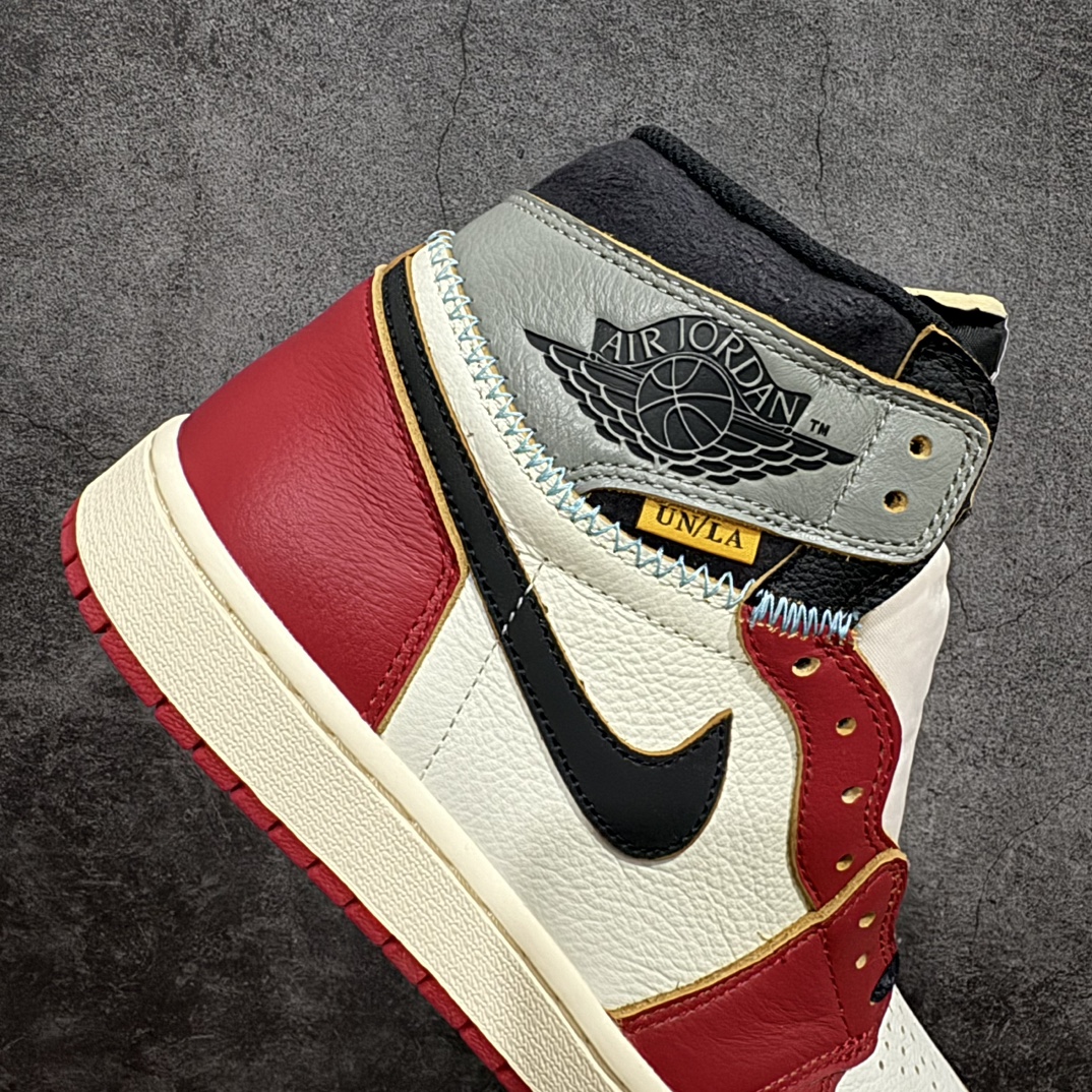 图片[7]-【DG纯原版】Union X Air Jordan 1 Retro High NRGn限量联名 黑白红拼接 实拍首发官方货号：HV8563 6001229nn莞产大厂出品 市场第一梯队出货n唯一可媲美原版 全鞋电脑针车 精确间距匹配国内顶级头层皮料订染 用料绝不含糊飞翼3D高频深度立体 全方位比对原鞋n皮料全程玻璃冲刀 冲裁 清洁度完美工艺方面漏斗收腰 底线拉帮 LOGO立体 小到针眼排布 载片对称 冲孔效果 鞋标规范 鞋垫背胶等等 绝对无敌Size：40 40.5 41 42 42.5 43 44 44.5 45 46 47.5 编码：X10430450-鞋库