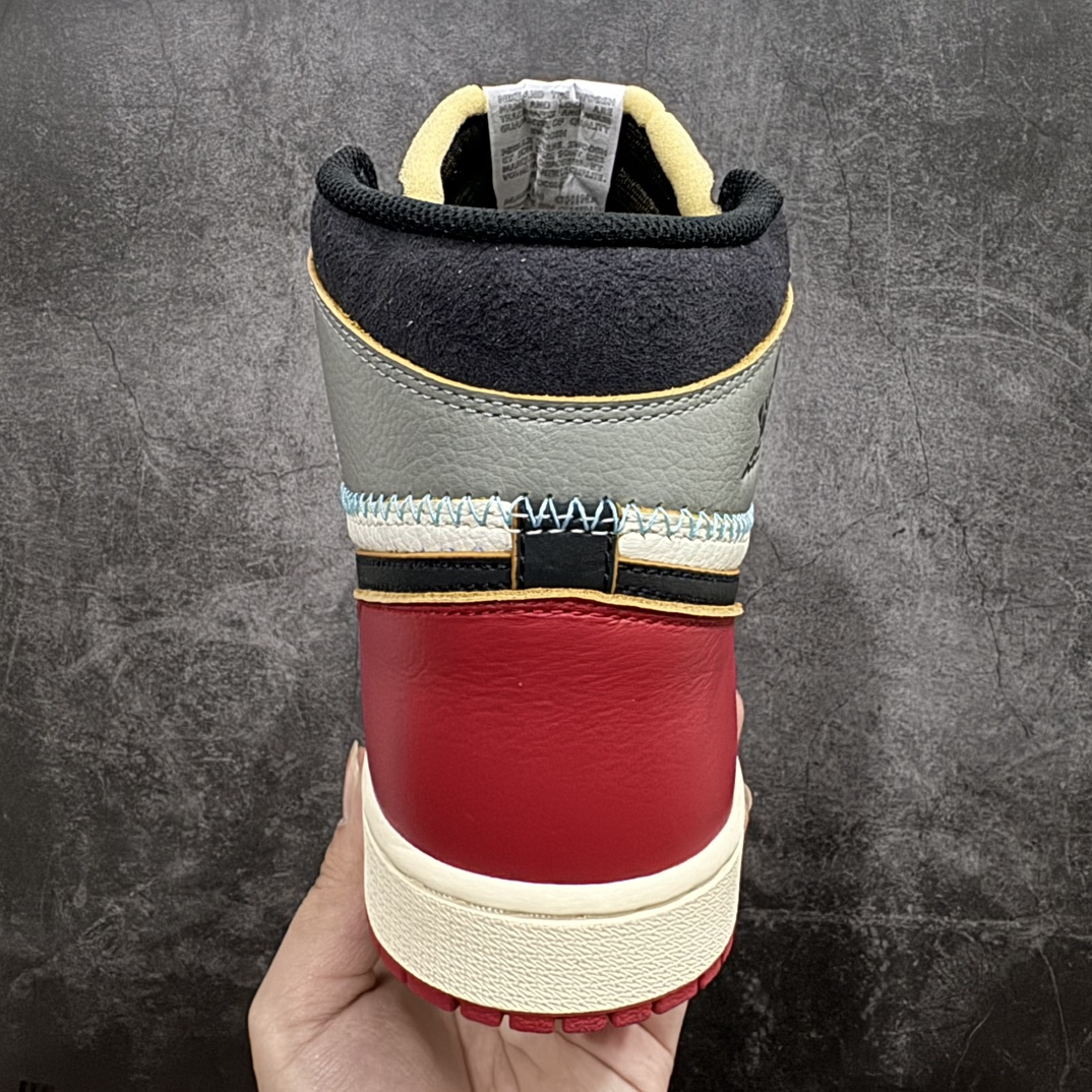 图片[4]-【DG纯原版】Union X Air Jordan 1 Retro High NRGn限量联名 黑白红拼接 实拍首发官方货号：HV8563 6001229nn莞产大厂出品 市场第一梯队出货n唯一可媲美原版 全鞋电脑针车 精确间距匹配国内顶级头层皮料订染 用料绝不含糊飞翼3D高频深度立体 全方位比对原鞋n皮料全程玻璃冲刀 冲裁 清洁度完美工艺方面漏斗收腰 底线拉帮 LOGO立体 小到针眼排布 载片对称 冲孔效果 鞋标规范 鞋垫背胶等等 绝对无敌Size：40 40.5 41 42 42.5 43 44 44.5 45 46 47.5 编码：X10430450-鞋库