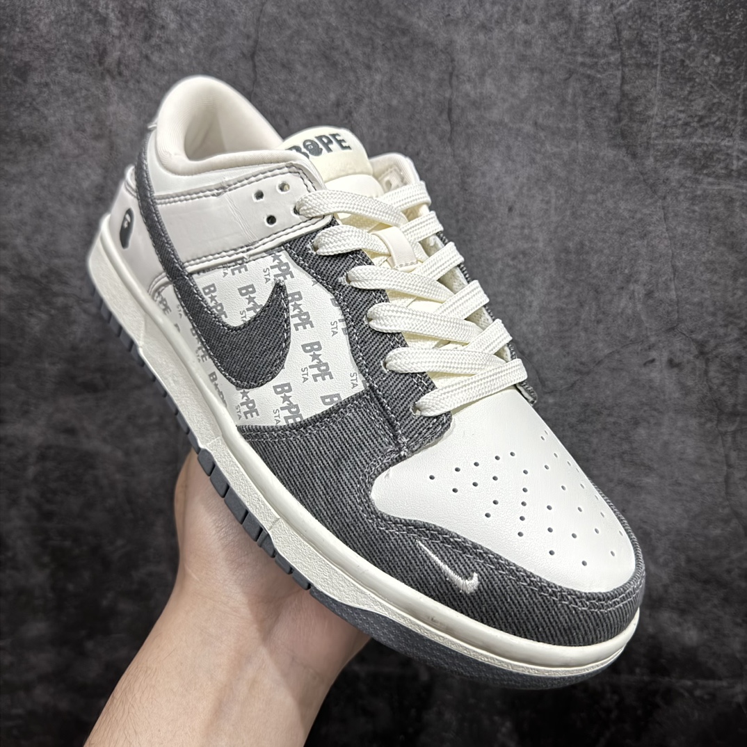 【定制版】Nk SB Dunk Low Bape猿人头联名-满天星灰白周年高端定制 低帮休闲板鞋 QF1568-145