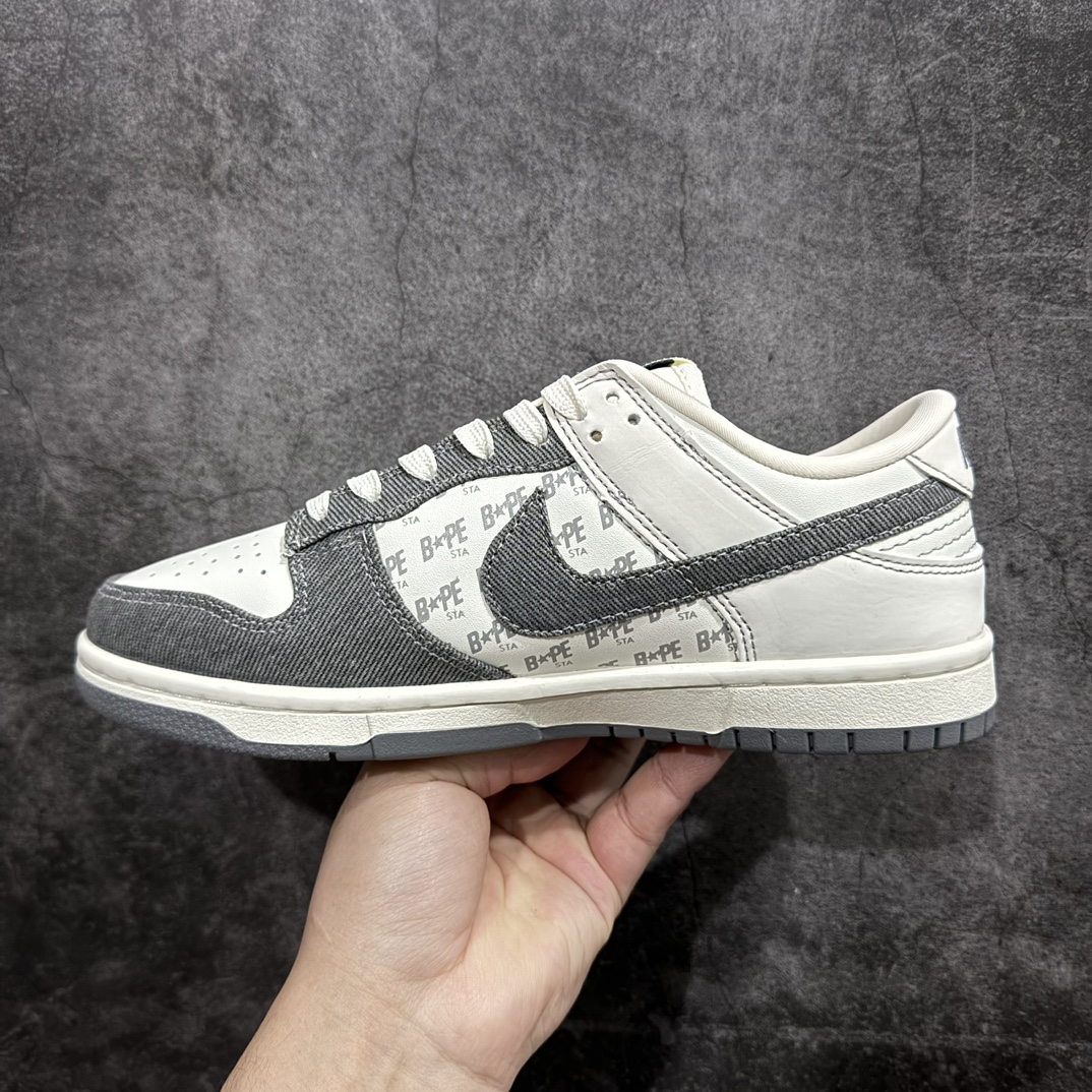 【定制版】Nk SB Dunk Low Bape猿人头联名-满天星灰白周年高端定制 低帮休闲板鞋 QF1568-145