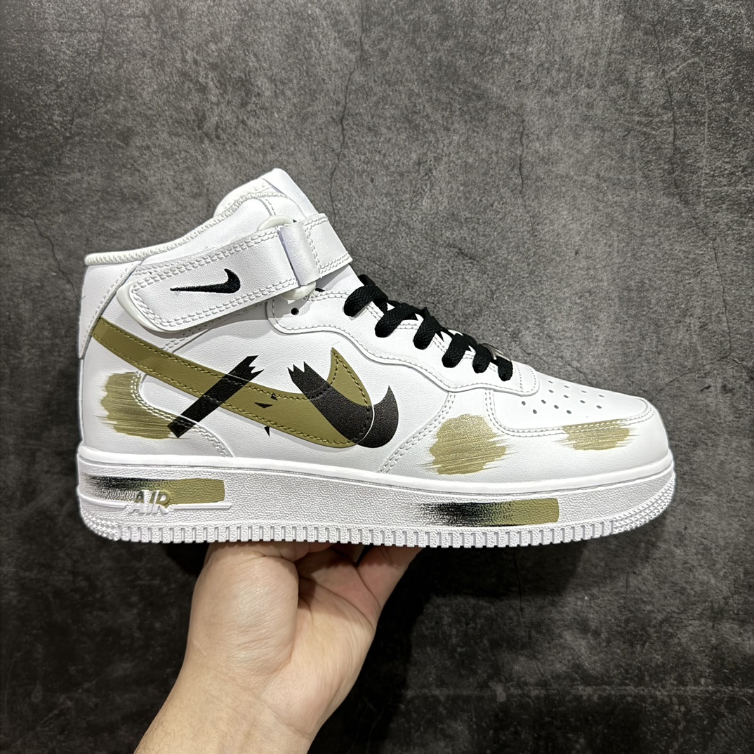 【公司级】Nk Air Force 1\’07 Mid 橄榄绿手绘 手绘断裂 三勾阴影 空军一号绑带中帮休闲板鞋 CW2289-111rn#定制皮料 原厂3D打印 定制鞋盒 原楦原纸板 纯正空军版型 内置全掌气垫r 尺码：36 36.5 37.5 38 38.5 39 40 40.5 41 42 42.5 43 44 44.5 45  编码：HXS310320-莆田鞋批发中心