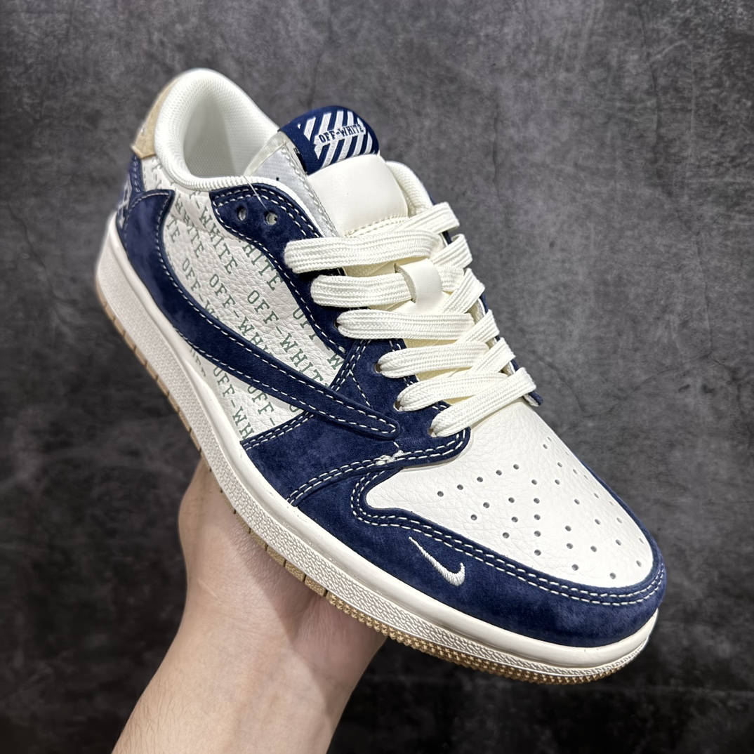 图片[3]-【定制版】Travis Scott x Fragment Design x Air Jordan 1 Low OG SP AJ1 乔1 OF联名-卡其翻毛蓝 低帮文化休闲板鞋 SJ2068-110rn#多方联名合作融合了Travis Scott 独特的音乐风格，藤原浩个性的设计风格以及Jordan品牌的经典元素 使其成为一双具有独特身份和价值的鞋子 清新而立体的外观加上联名标识更突出了其独特身份 这种配色方案显示出活力和时尚感 在视觉上引人注目  鞋身的质感和细腻的细节处理使其显得高端而格调十足  这款“倒钩”联名是设计与创意完美结合  融合多方的个性风格是一款备受瞩目的潮流鞋款r 尺码：36 36.5 37.5 38 38.5 39 40 40.5 41 42 42.5 43 44 44.5 45 编码：HXS320340-莆田鞋批发中心