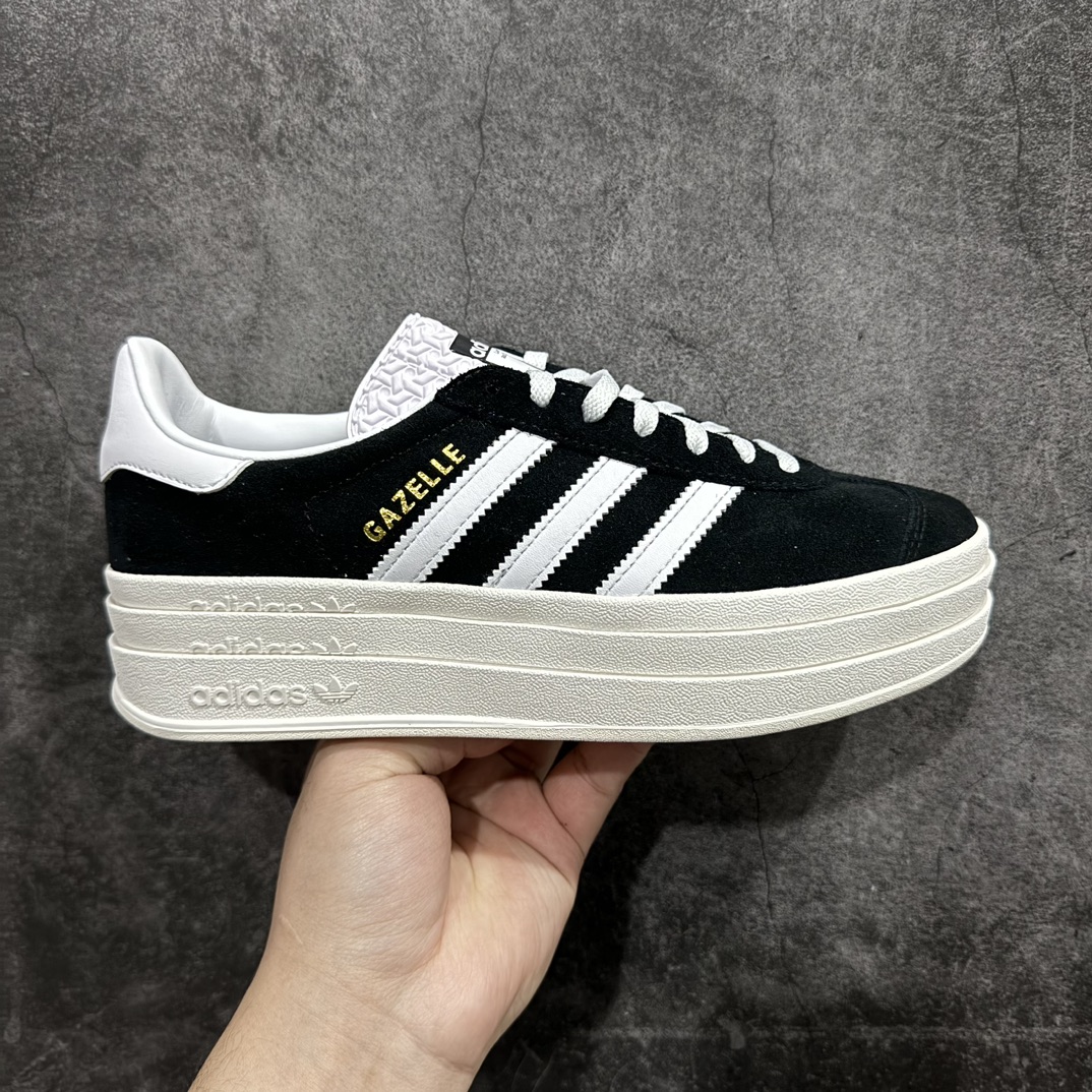 【渠道版】AD 阿迪 Gazelle Bold 厚底休闲板鞋三层底 黑白 HQ6912n市场最强充正版 没有之一n区别市面先行任何版本 欢迎对比n原厂翻毛皮 无色差 质感同步原鞋n侧面烫金压印字体规格 大小一致n三层底颜色深浅均不同 原版同步中底 鞋底刷胶 反口柔软度都与原版一致  尺码：35.5 36 36.5 37 38 38.5 39 40编号：X10235260-莆田鞋批发中心