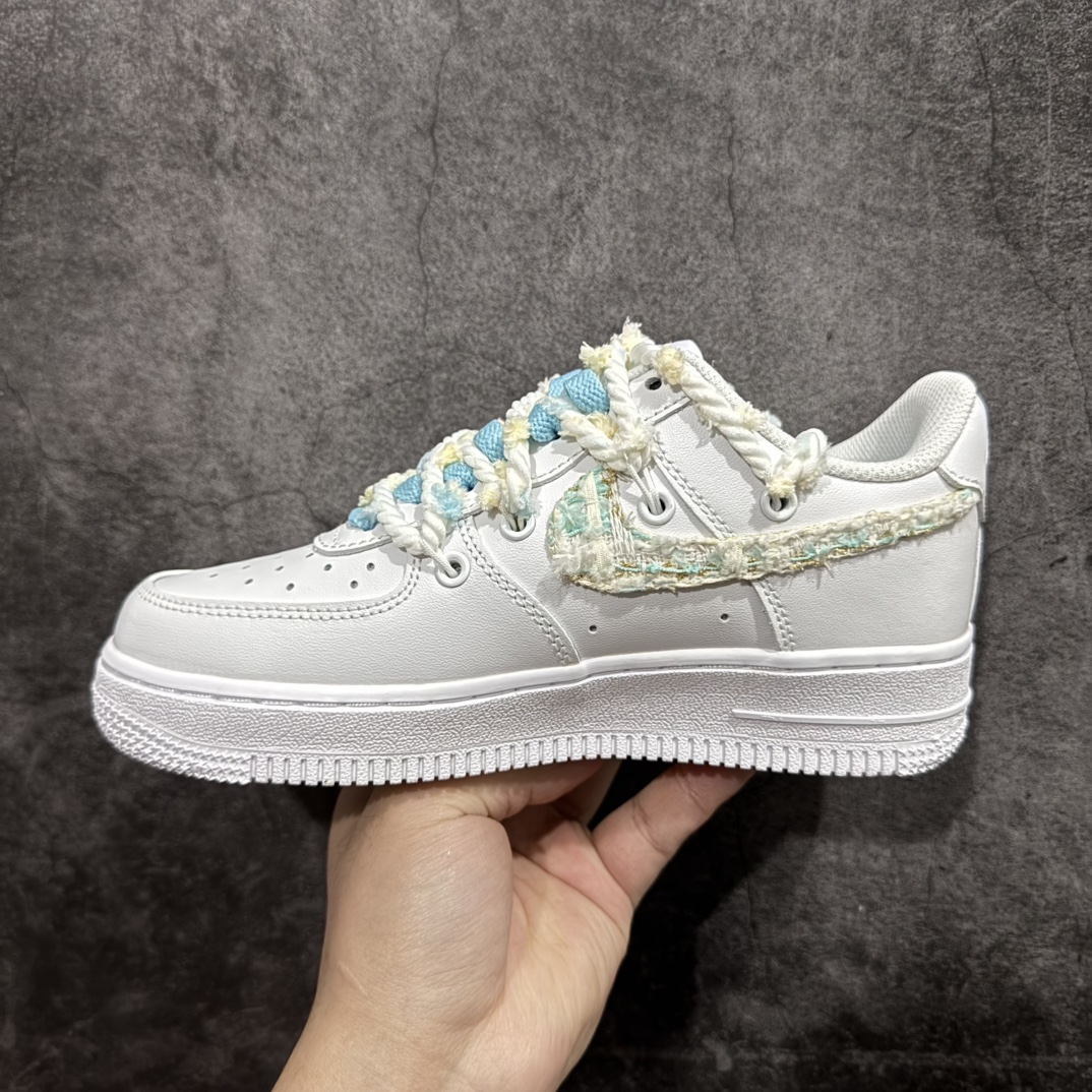 图片[2]-【公司级】Nk Air Force 1\’07 Low 小香风 物语蓝 空军一号低帮休闲板鞋 CH9999-223rn#配色设计灵感以情人节为主题，配色上以蓝白色为主，鞋勾处有小香风布贴点缀，加上鞋后跟蓝色蝴蝶结布贴细节满满。r 尺码：35.5 36 36.5 37.5 38 38.5 39 40 40.5 41 42 42.5 43 44 44.5 45  编码：HXS310320-莆田鞋批发中心