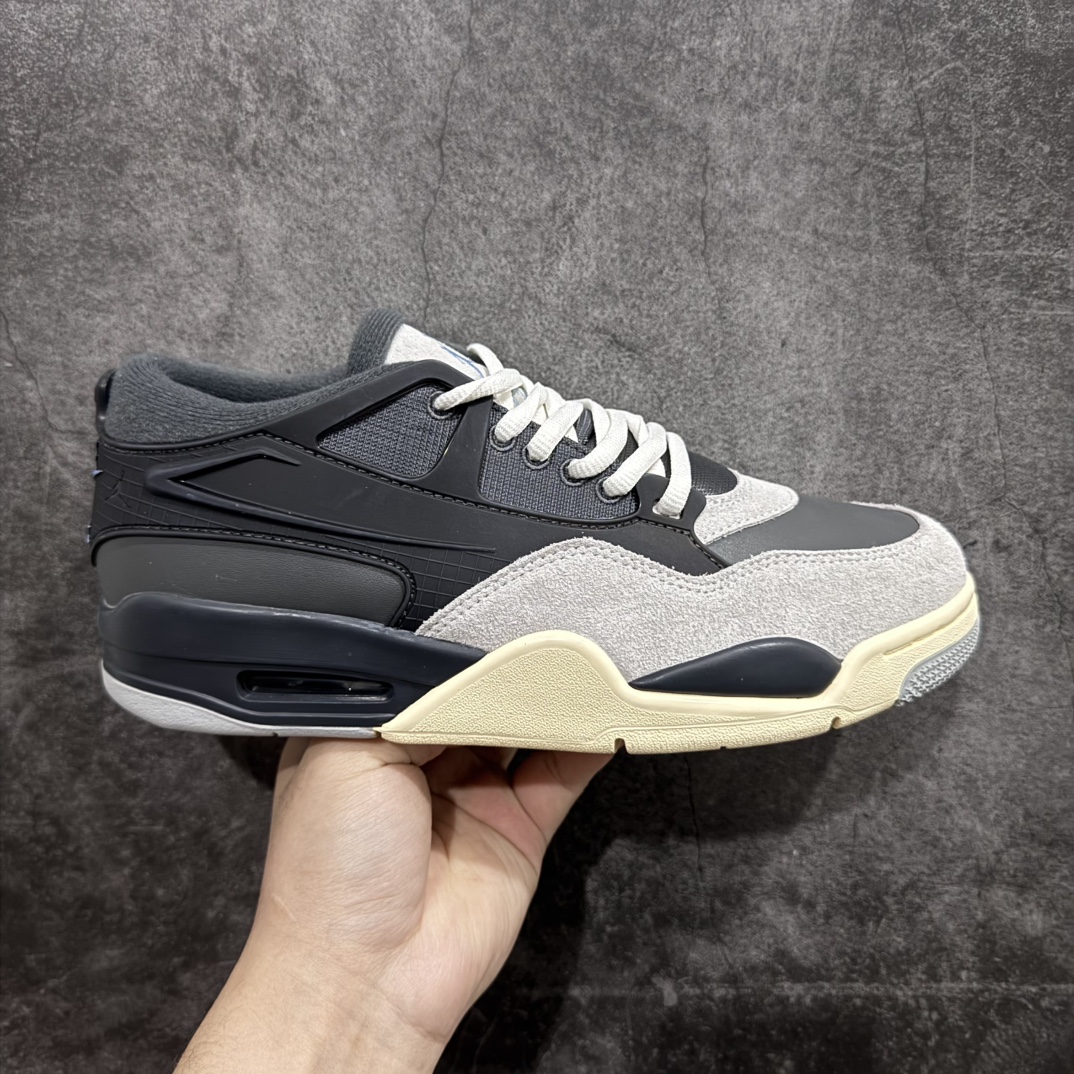 【纯原版】Air Jordan AJ4 RM 重制版低帮复古篮球鞋 FQ7938-002nn采用了低帮的设计 并保留了众多AJ4的经典元素 鞋身以皮革、麂皮材质拼接打造 AJ4经典的TPU材质延伸至后跟 增强鞋款稳定性 而鞋身侧面的网格设计则被取消 尾部的NIKE AIR标志也得到保留 并同时带有飞人logo 中底部分同样搭载了可视AIR气垫 鞋底采用米白色中底和外底呈现 为整个设计收尾SIZE：36 36.5 37.5 38 38.5 39 40 40.5 41 42 42.5 43 44 44.5 45 46 47.5 编码：SL300320-莆田鞋批发中心