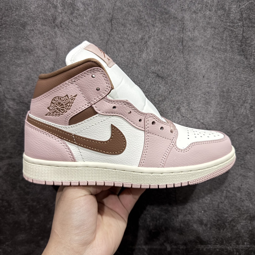 纯原AirJordanAJ1Mid中帮棕粉BQ6472-620终端优势供应市面中低帮最具代表性版本没有之