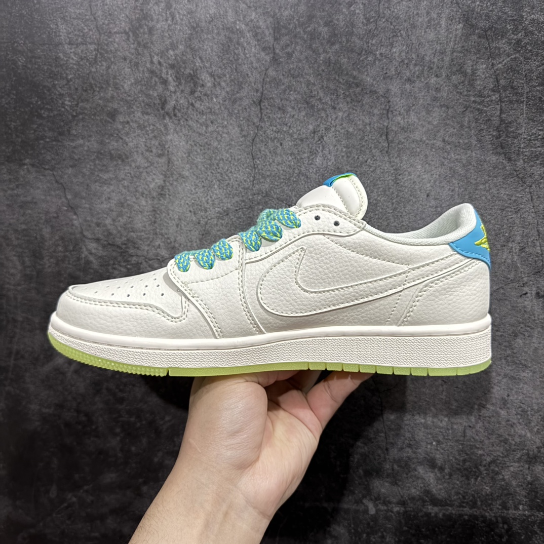 图片[2]-【定制版】Travis Scott x Fragment Design x Air Jordan 1 Low OG SP AJ1 乔1 斯图西联名-白绿 低帮文化休闲板鞋 货号： QY0368-225 尺码：36 36.5 37.5 38 38.5 39 40 40.5 41 42 42.5 43 44 44.5 45 编码：CC280300-莆田鞋批发中心