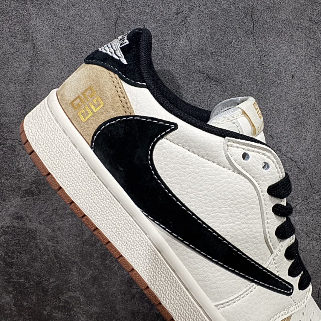 图片[7]-【定制版】Travis Scott x Fragment Design x Jordan Air Jordan 1 Low OG SP  “纪梵希联名——黑棕”  多方联名合作融合了Travis Scott 独特的音乐风格，藤原浩个性的设计风格以及Jordan品牌的经典元素 使其成为一双具有独特身份和价值的鞋子 清新而立体的外观加上联名标识更突出了其独特身份 这种配色方案显示出活力和时尚感 在视觉上引人注目  鞋身的质感和细腻的细节处理使其显得高端而格调十足  这款“倒钩”联名是设计与创意完美结合  融合多方的个性风格是一款备受瞩目的潮流鞋款  低帮休闲板鞋 定制鞋盒 大厂纯原品质出货 超高清洁度 皮料切割干净无任何毛边 细节完美 货号:XS3086-005n Size:36 36.5 37.5 38 38.5 39 40 40.5 41 42 42.5 43 44 44.5 45 编码：HXS320340-莆田鞋批发中心