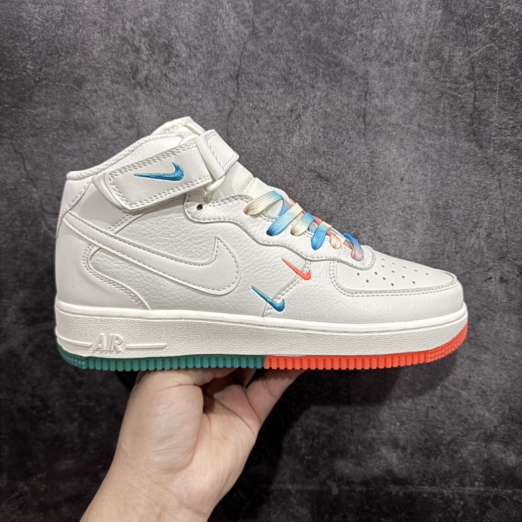 【公司级】Nike Air Force 1  MID LV8 米橙蓝迈阿密n#原楦头原纸板 打造纯正空军版型n#专注外贸渠道 全掌内置蜂窝气垫#原盒配件 原厂中底钢印、拉帮完美  官方货号：MI9663 536 Size：36 36.5 37.5 38 38.5 39 40 40.5 41 42 42.5 43 44 44.5 45 编码：LF310320-莆田鞋批发中心