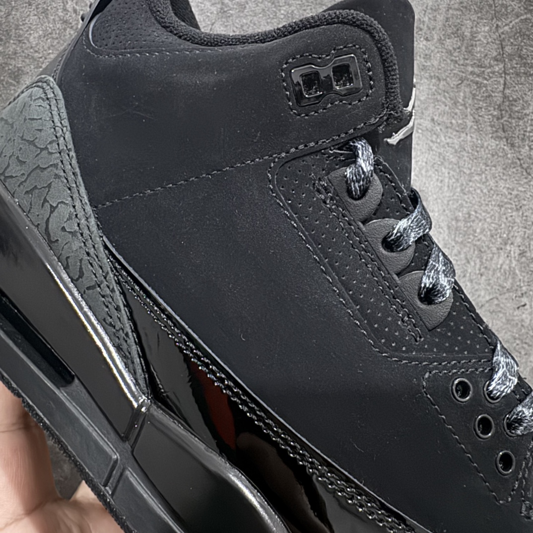 图片[4]-【X版纯原】Jordan Air Jordan 3 Retro Black Cat 舒适百搭 中帮 复古篮球鞋 男款 黑猫 货号CT8532-001n知名纯原大厂出品n原纸板楦头开发 进口头层皮料完美鞋型匹配公司货 正确鞋舌立体高频最新原厂底模 大底卡色咬花完美 鞋柜必备鞋款 终端现货供应  尺码40-47.5 编码：X10460480-莆田鞋批发中心