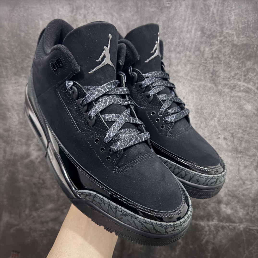 【X版纯原】Jordan Air Jordan 3 Retro Black Cat 舒适百搭 中帮 复古篮球鞋 男款 黑猫 货号CT8532-001n知名纯原大厂出品n原纸板楦头开发 进口头层皮料完美鞋型匹配公司货 正确鞋舌立体高频最新原厂底模 大底卡色咬花完美 鞋柜必备鞋款 终端现货供应  尺码40-47.5 编码：X10460480-莆田鞋批发中心