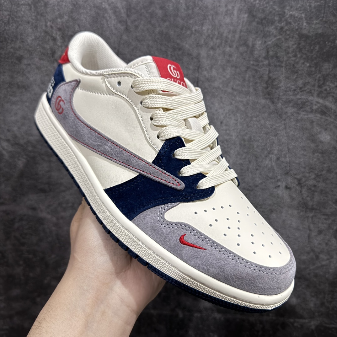 图片[3]-【定制版】Travis Scott x Fragment Design x Jordan Air Jordan 1 Low OG SP  “古驰联名——多色拼接”  多方联名合作融合了Travis Scott 独特的音乐风格，藤原浩个性的设计风格以及Jordan品牌的经典元素 使其成为一双具有独特身份和价值的鞋子 清新而立体的外观加上联名标识更突出了其独特身份 这种配色方案显示出活力和时尚感 在视觉上引人注目  鞋身的质感和细腻的细节处理使其显得高端而格调十足  这款“倒钩”联名是设计与创意完美结合  融合多方的个性风格是一款备受瞩目的潮流鞋款  低帮休闲板鞋 定制鞋盒 大厂纯原品质出货 超高清洁度 皮料切割干净无任何毛边 细节完美 货号:DM7866-039n Size:36 36.5 37.5 38 38.5 39 40 40.5 41 42 42.5 43 44 44.5 45 编码：HXS320340-莆田鞋批发中心