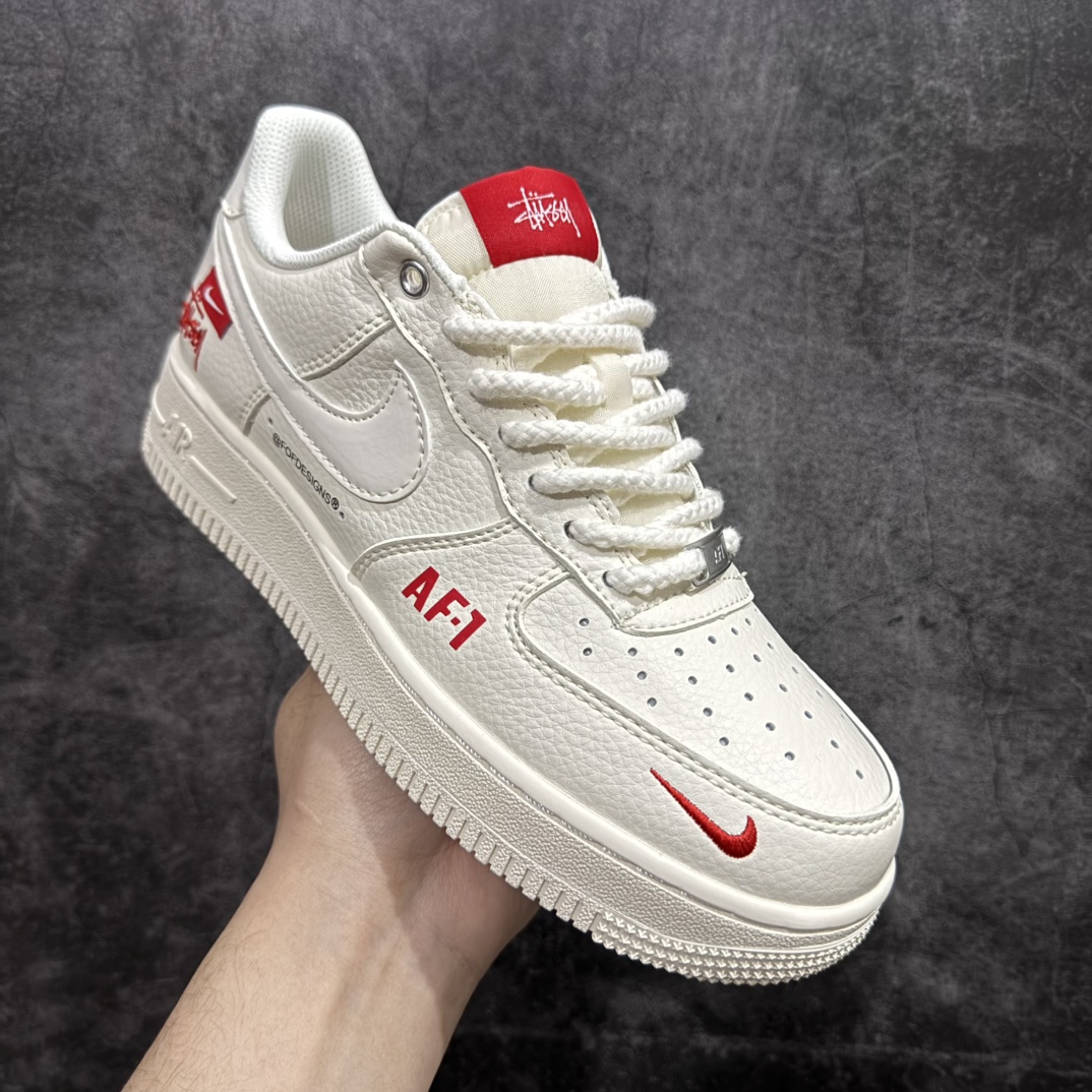 图片[3]-【公司级】Nk Air Force 1\’07 Low 斯图西联名-AF1米白红标 空军一号 低帮休闲板鞋 SJ6698-016rn原楦头原纸板 原装鞋盒 定制五金配件 内置全掌气垫 原厂鞋底 r 尺码：36 36.5 37.5 38 38.5 39 40 40.5 41 42 42.5 43 44 44.5 45  编码：HXS310320-莆田鞋批发中心