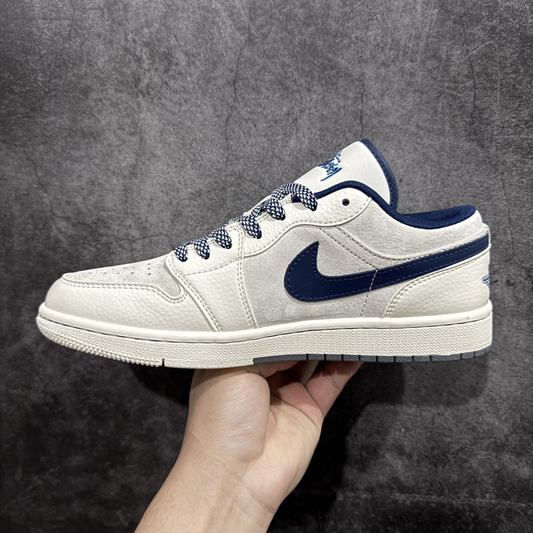 图片[2]-【定制版】Air Jordan 1 Low AJ1 乔1 斯图西联名-灰蓝勾 高端定制 低帮复古篮球鞋 SJ9950-046rn#定制鞋盒 大厂纯原品质出货 超高清洁度 皮料切割干净无任何毛边 细节完美 r 尺码：36 36.5 37.5 38 38.5 39 40 40.5 41 42 42.5 43 44 44.5 45 编码：HXS320340-莆田鞋批发中心