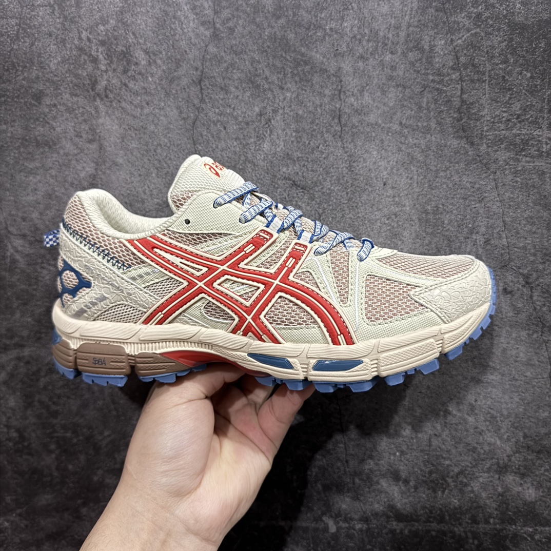 【纯原PB版本】ASICS GEL-KAHANA K8 亚瑟士越野跑步鞋抓地稳定运动鞋缓震耐磨跑鞋GEL-KAHANA系列为实用级越野跑鞋 融合机能和户外潮流强势回归 核心科技GEL内置于后跟 配合SPEVA弹性中底 减轻落地时地面对脚部的冲击力 中底内侧DYNAMIC DUOMAX 双密度防倾斜装置和中足补强结构 以及后跟几何形状构造 多方面支撑保护 AHAR耐磨橡胶大底 配合沟槽纹路设计 增强抓地力 后足GEL缓冲系统 减轻冲击时的冲击 实现平稳过渡 Trusstic系统 减少鞋底的重量 同时保留了鞋子结构的完整性 尺码：36 37 37.5 38 39 39.5 40 40.5 41.5 42 42.5 43.5 44 44.5 45 编码：KJ230250-莆田鞋批发中心