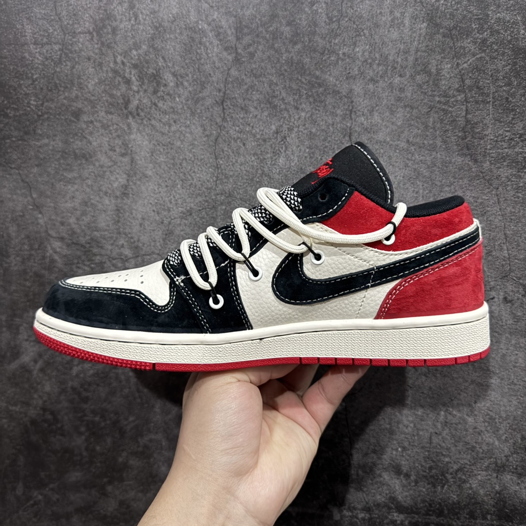 图片[2]-【定制版】Air Jordan 1 Low AJ1 乔1 斯图西联名-黑红抽绳 高端定制 低帮复古篮球鞋 SJ9950-048rn#定制鞋盒 大厂纯原品质出货 超高清洁度 皮料切割干净无任何毛边 细节完美 r 尺码：36 36.5 37.5 38 38.5 39 40 40.5 41 42 42.5 43 44 44.5 45  编码：HXS340360-莆田鞋批发中心