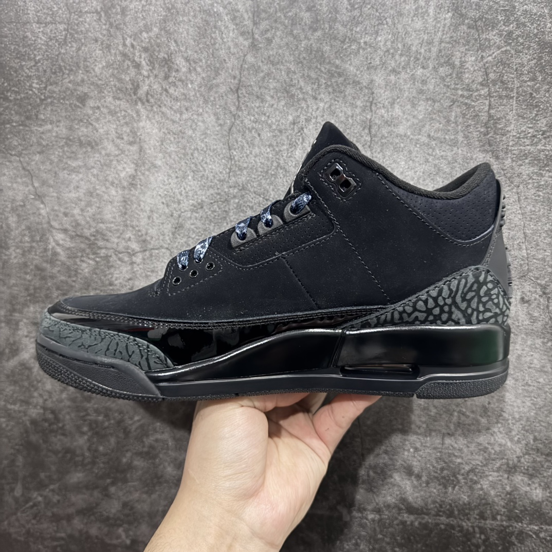 图片[2]-【原厂版】Air Jordan AJ3 Retro 纯黑 黑猫 CT8532-001n原厂皮料 原装细纹磨砂爆裂纹n原楦原纸板开发 确保原汁原味原厂皮料质感色泽绝无偏差完美中底拉帮 原厂中底钢印 原档案大底 如假白送 大底纹路气垫通透度PU的回弹性均百分百还原原厂电绣鞋舌飞人刺绣针数立体讲究精细欢迎对比正品原鞋  尺码：40-47.5 编码：X10380420-莆田鞋批发中心