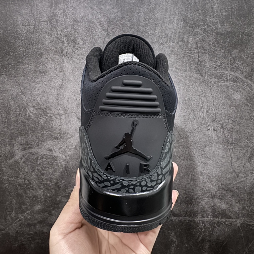 图片[4]-【原厂版】Air Jordan AJ3 Retro 纯黑 黑猫 CT8532-001n原厂皮料 原装细纹磨砂爆裂纹n原楦原纸板开发 确保原汁原味原厂皮料质感色泽绝无偏差完美中底拉帮 原厂中底钢印 原档案大底 如假白送 大底纹路气垫通透度PU的回弹性均百分百还原原厂电绣鞋舌飞人刺绣针数立体讲究精细欢迎对比正品原鞋  尺码：40-47.5 编码：X10380420-莆田鞋批发中心