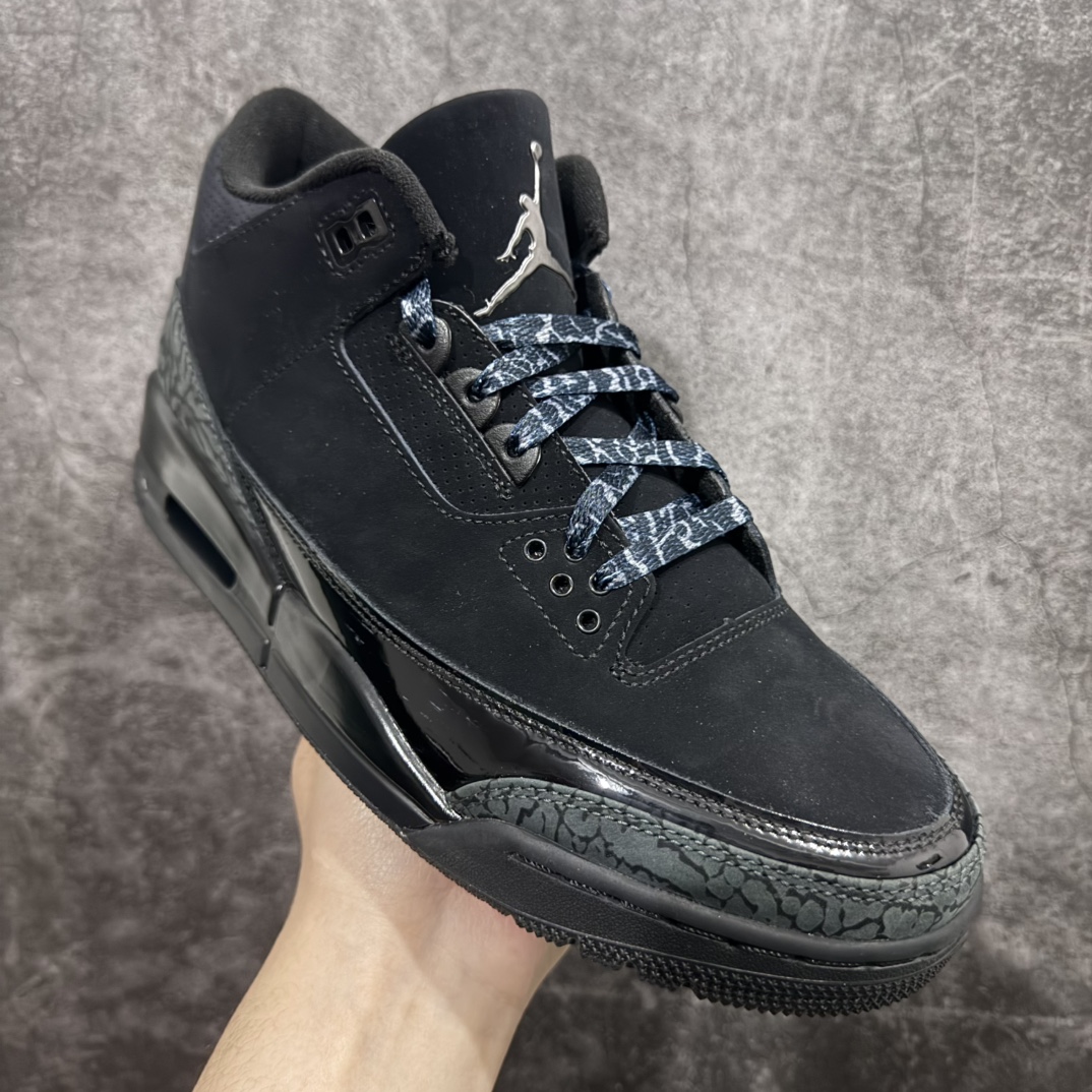 图片[3]-【原厂版】Air Jordan AJ3 Retro 纯黑 黑猫 CT8532-001n原厂皮料 原装细纹磨砂爆裂纹n原楦原纸板开发 确保原汁原味原厂皮料质感色泽绝无偏差完美中底拉帮 原厂中底钢印 原档案大底 如假白送 大底纹路气垫通透度PU的回弹性均百分百还原原厂电绣鞋舌飞人刺绣针数立体讲究精细欢迎对比正品原鞋  尺码：40-47.5 编码：X10380420-莆田鞋批发中心