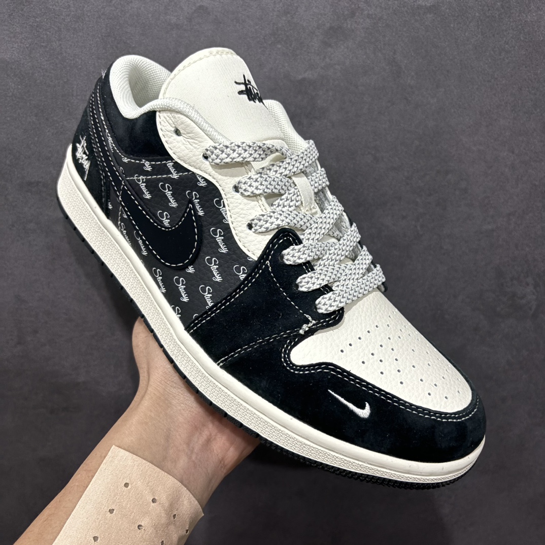 图片[3]-【定制版】Air Jordan 1 Low AJ1 乔1 斯图西墨黑 高端定制 低帮复古篮球鞋 FC1688-199rn#定制鞋盒 大厂纯原品质出货 超高清洁度 皮料切割干净无任何毛边 细节完美 r 尺码：36 36.5 37.5 38 38.5 39 40 40.5 41 42 42.5 43 44 44.5 45  编码：HXS320340-莆田鞋批发中心