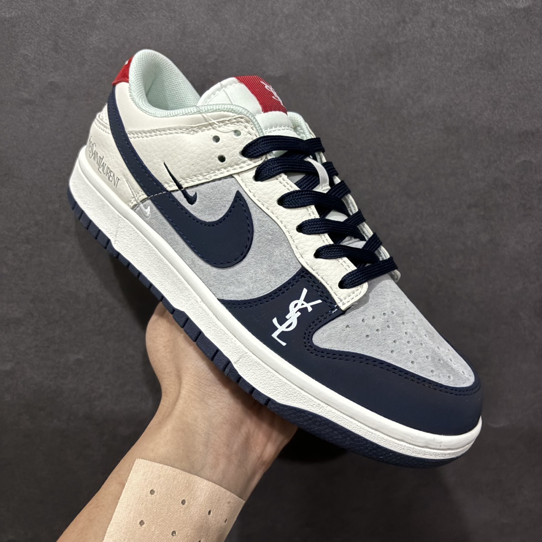 图片[3]-【定制版】NIKE SB Dunk Low 圣罗兰联名深蓝三钩 低帮休闲运动板鞋n原装头层材料 独家版型蒸餾加工帶來的是更好的视觉和脚感体验大厂纯原品质出货 清洁度 电绣工艺 皮料切割干净无任何毛边 细节完美货号：GF2409-172  尺码：36 36.5 37.5 38 38.5 39 40 40.5 41 42 42.5 43 44 45 编码：QF220240-莆田鞋批发中心