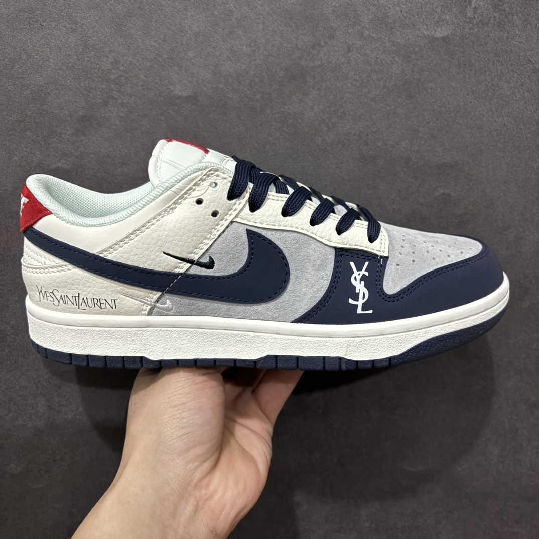 【定制版】NIKE SB Dunk Low 圣罗兰联名深蓝三钩 低帮休闲运动板鞋n原装头层材料 独家版型蒸餾加工帶來的是更好的视觉和脚感体验大厂纯原品质出货 清洁度 电绣工艺 皮料切割干净无任何毛边 细节完美货号：GF2409-172  尺码：36 36.5 37.5 38 38.5 39 40 40.5 41 42 42.5 43 44 45 编码：QF220240-莆田鞋批发中心