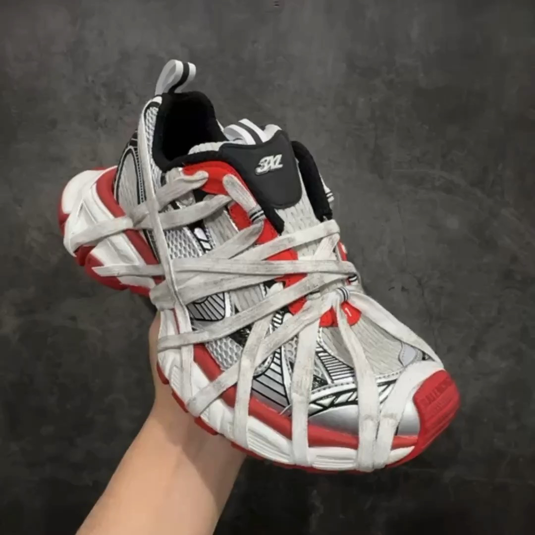 Balenciaga 莞顶版Balenciaga Sneaker Tess 3XL 十代B款 绑带 白红配色
