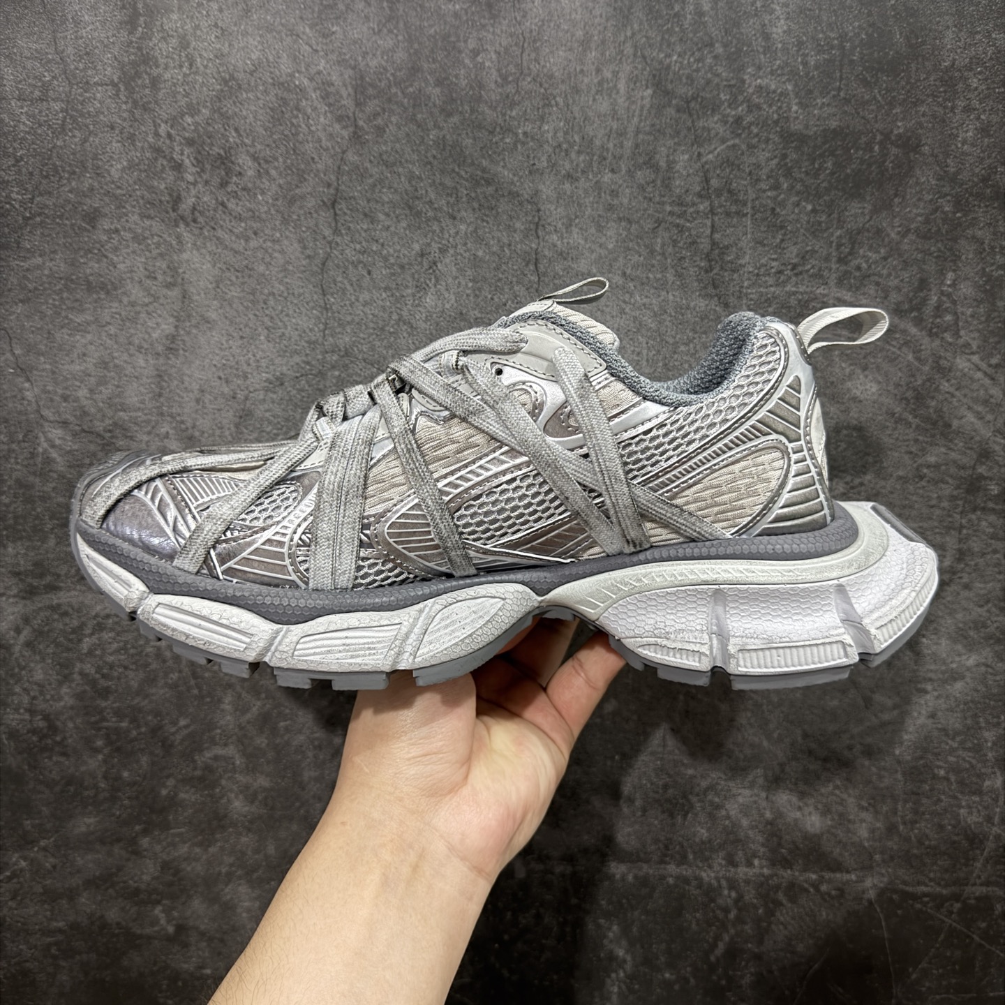 450 XA版巴黎3XL 蜘蛛侠绑带 Balenciaga巴黎世家 24ss 绑带做旧款 巴黎十代网眼潮流百搭低帮老爹鞋