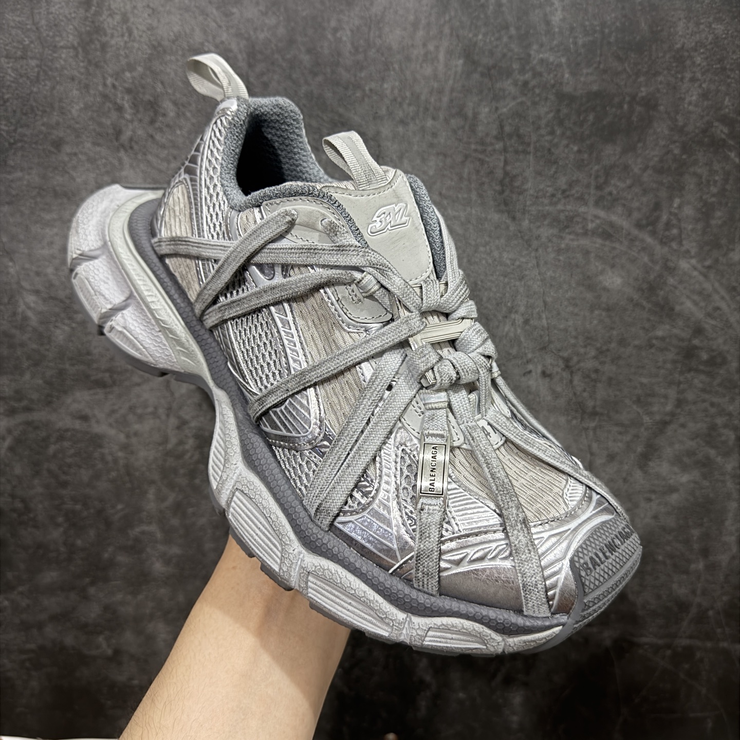 450 XA版巴黎3XL 蜘蛛侠绑带 Balenciaga巴黎世家 24ss 绑带做旧款 巴黎十代网眼潮流百搭低帮老爹鞋