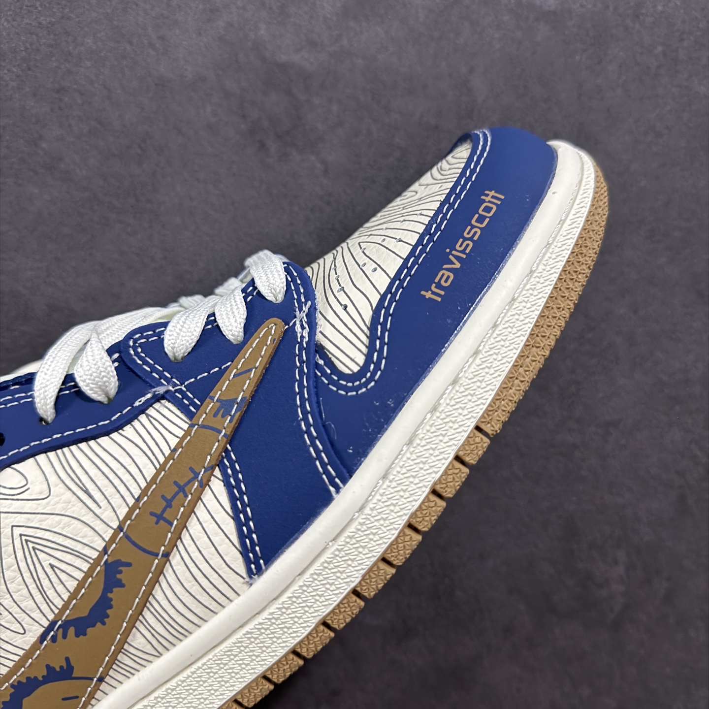 280 定制版Travis Scott x Fragment Design x Air Jordan 1 Low SP AJ1 FOG联名 波纹鬼脸 低帮文化休闲板鞋 XS2024-007