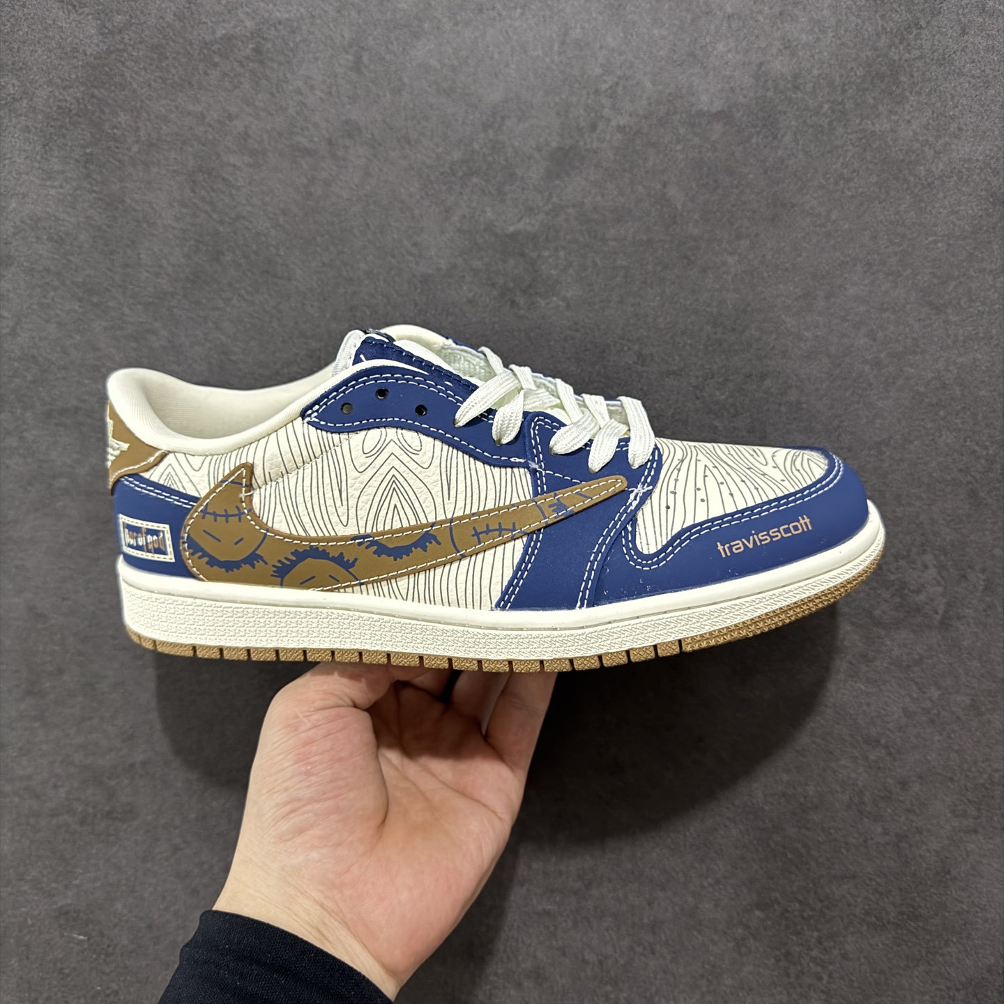 280 定制版Travis Scott x Fragment Design x Air Jordan 1 Low SP AJ1 FOG联名 波纹鬼脸 低帮文化休闲板鞋 XS2024-007