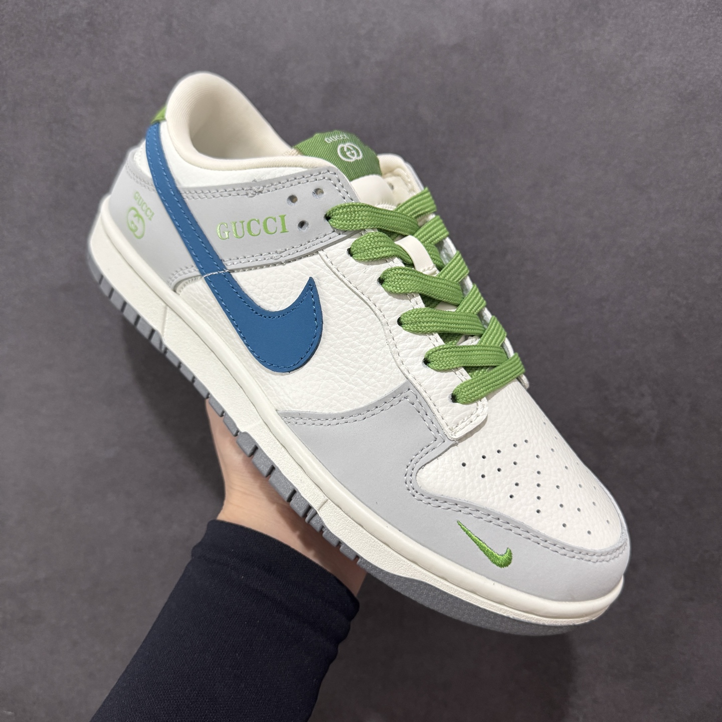 260 定制版Nike SB Dunk Low x GUCCI 白灰绿小钩 XY2026-154
