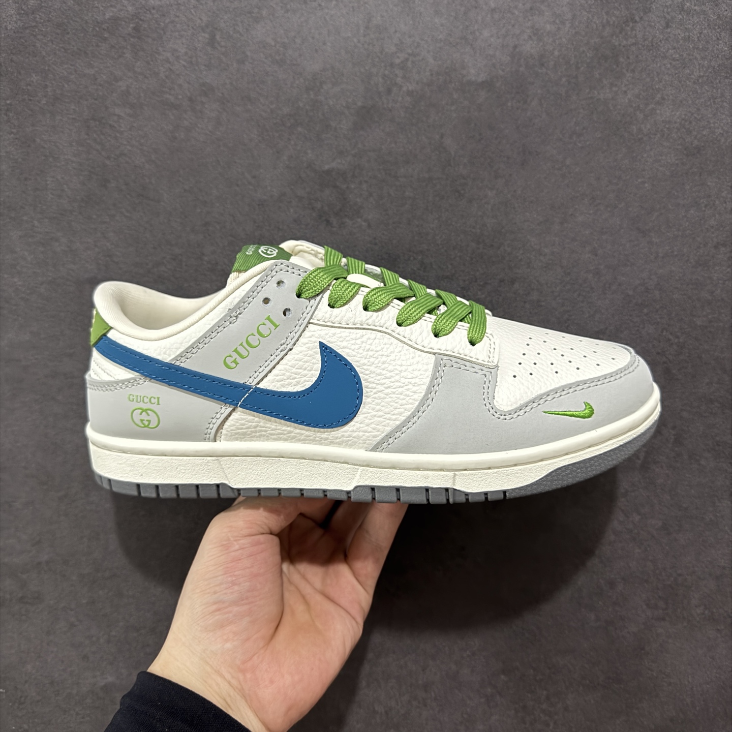 260 定制版Nike SB Dunk Low x GUCCI 白灰绿小钩 XY2026-154