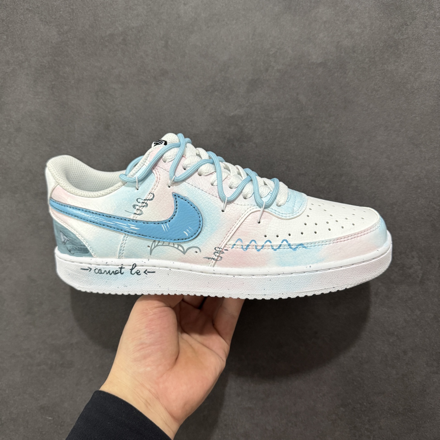 260 定制版Nike Court Vision 1 Low“半夏晚晚” 手绘涂鸦定制板鞋 DH2987-215