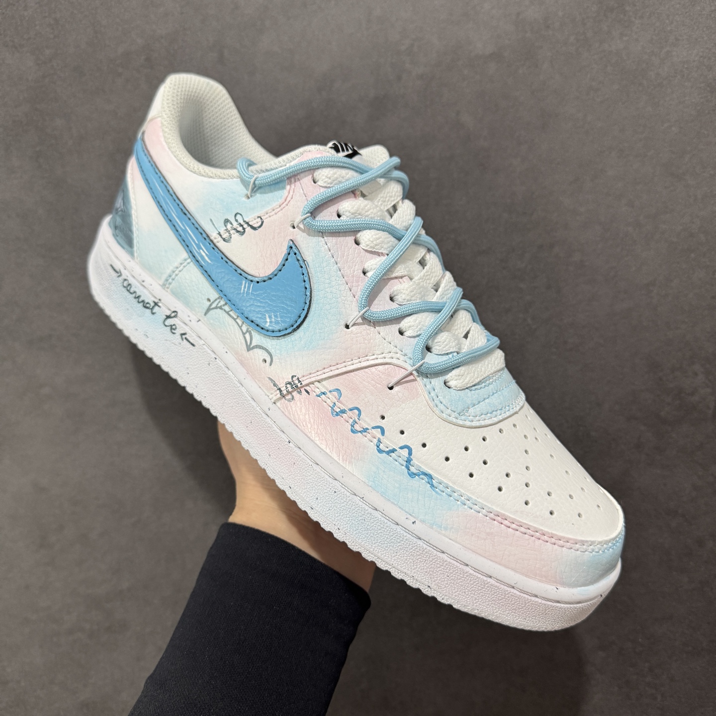 260 定制版Nike Court Vision 1 Low“半夏晚晚” 手绘涂鸦定制板鞋 DH2987-215