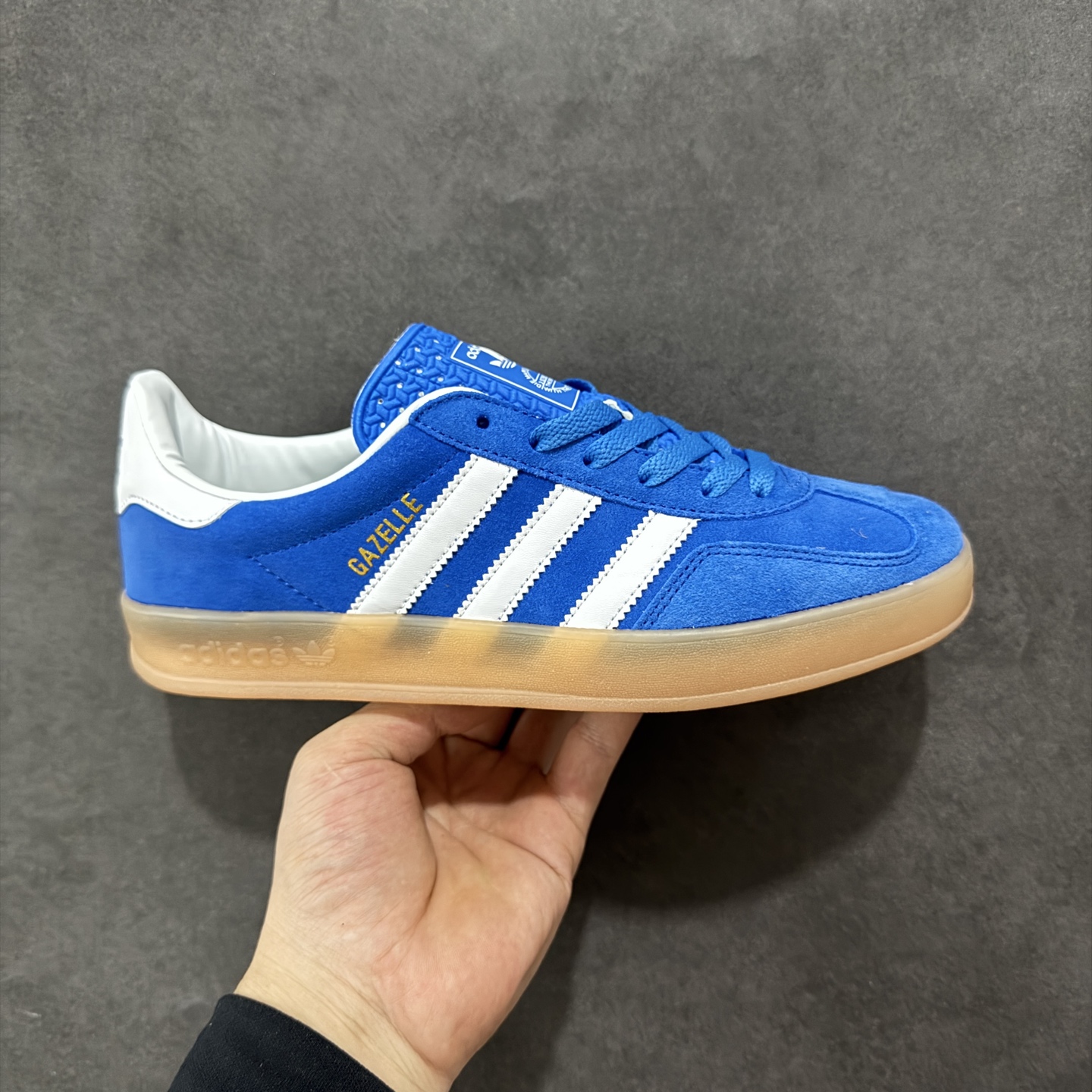 170 正确版adidas Originals Gazelle INdoor 蓝白 三叶草休闲防滑耐磨低帮板鞋 JI2061
