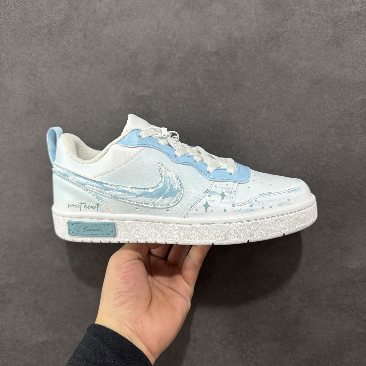 【定制版】NIKE Court Borough Low 2 FP 白蓝 休闲运动板鞋 BQ5448-212
