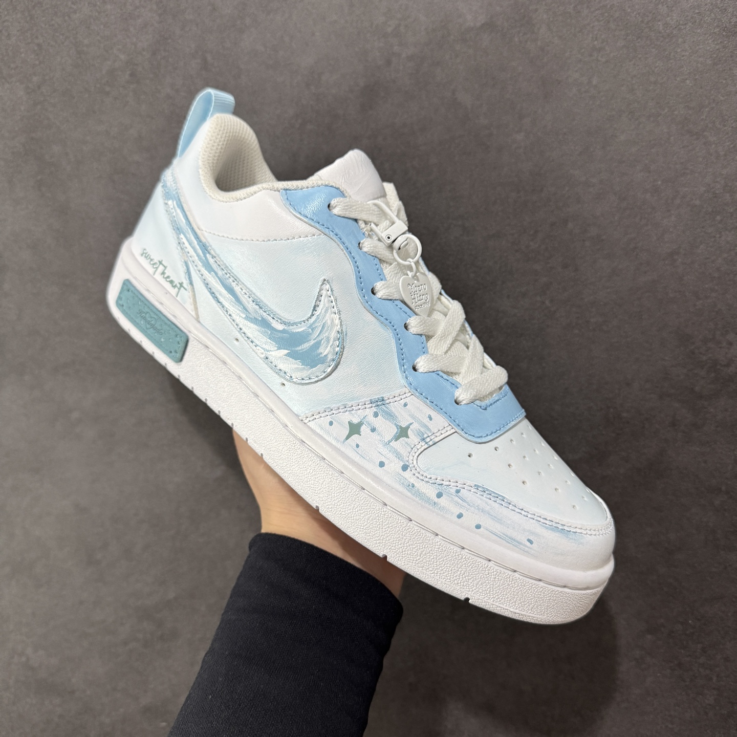 【定制版】NIKE Court Borough Low 2 FP 白蓝 休闲运动板鞋 BQ5448-212