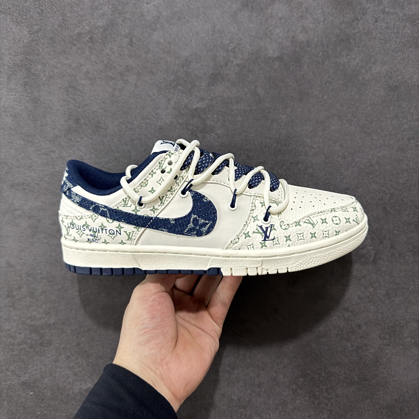 【定制版】Nike SB Dunk Low LV联名 绑带牛仔蓝勾 周年高端定制 低帮休闲板鞋 YX5066-329