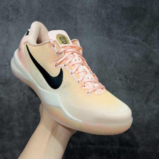  
【外贸纯原】NK Zoom Kobe Ⅷ  科比8代复刻实战运动低帮文化篮球鞋 白粉水蜜桃🍑 HQ3